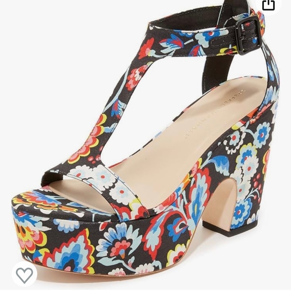 Loeffler Randall Minette Floral-Print Platform Sandal, Black/Multi Size 61/2 - Picture 2 of 11